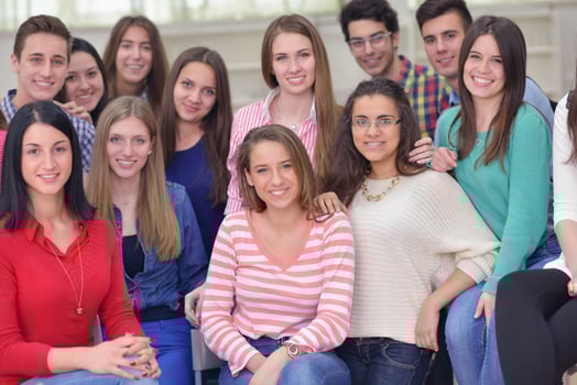 happy teens group in school photo