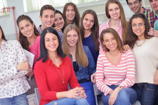 happy teens group in school photo