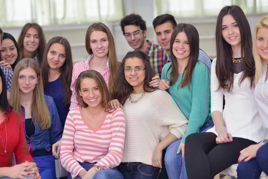 happy teens group in school photo