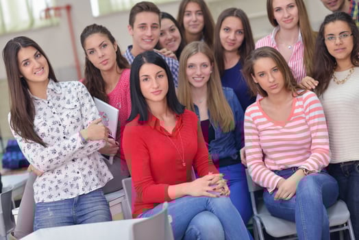 happy teens group in school photo