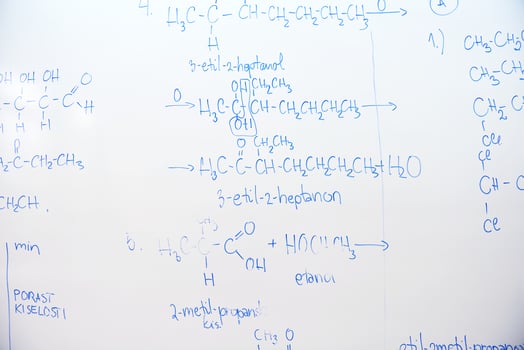 chemical molecule structure on white boar photo