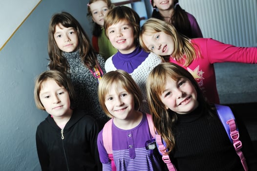 happy children group in school photo