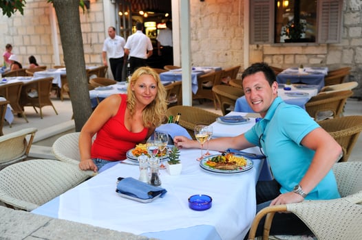 Young couple having dinne photo