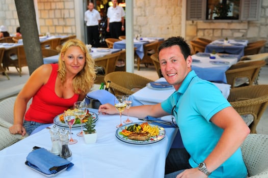 Young couple having dinne photo