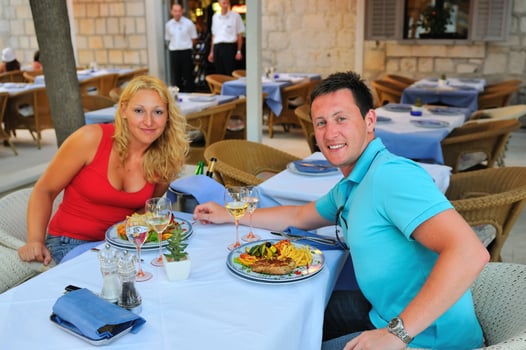 Young couple having dinne photo