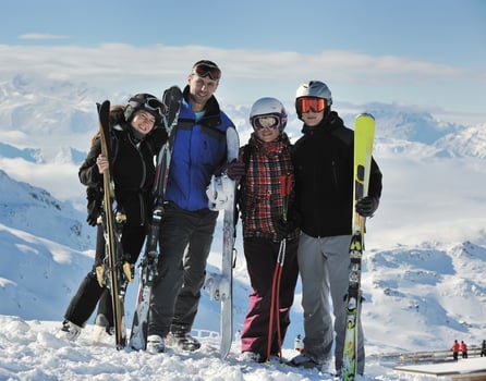 people group on snow at winter season photo