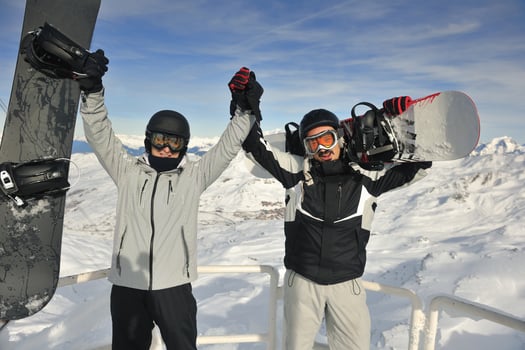 people group on snow at winter season photo