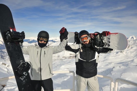 people group on snow at winter season photo