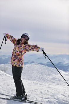 happy woman on sunny winter day photo