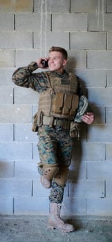 soldier using smartphone photo