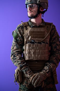 modern warfare soldier purple backgorund photo