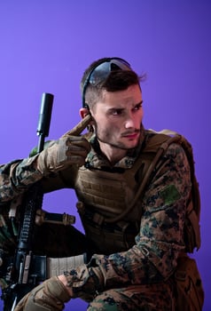 soldier  checking communication photo