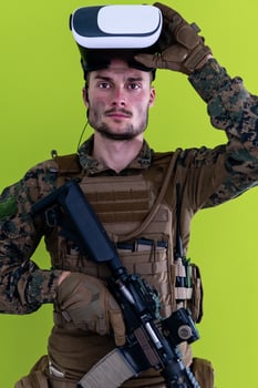 soldier virtual reality green background photo