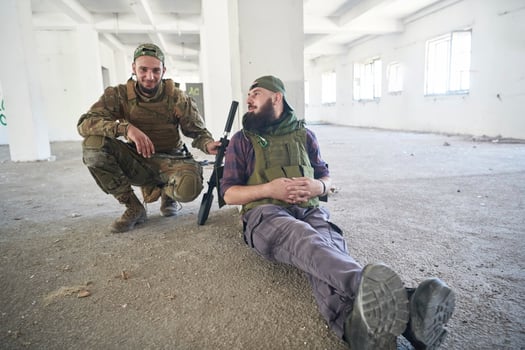soldier squad team portrait in urban environment photo