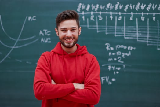 the student does the task on the board photo