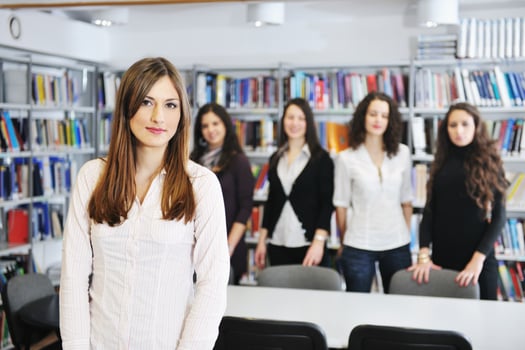 student in  library photo