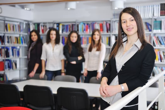 student in  library photo