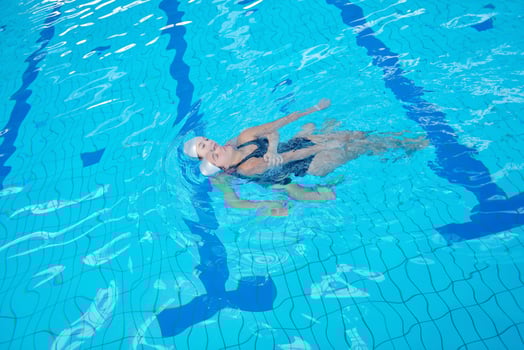 help and rescue on swimming pool photo