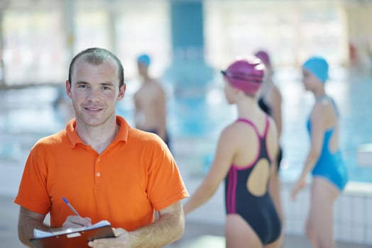happy childrens at swimming pool photo