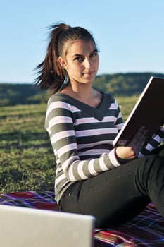 teen girl study outdoor photo