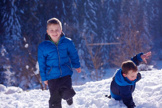 kids playing with  fresh snow photo