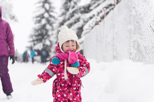 little girl at snowy winter day photo