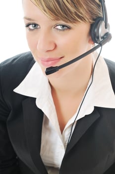 isolated business woman with headset photo