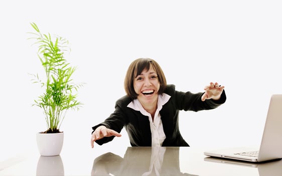 business woman working on laptop photo