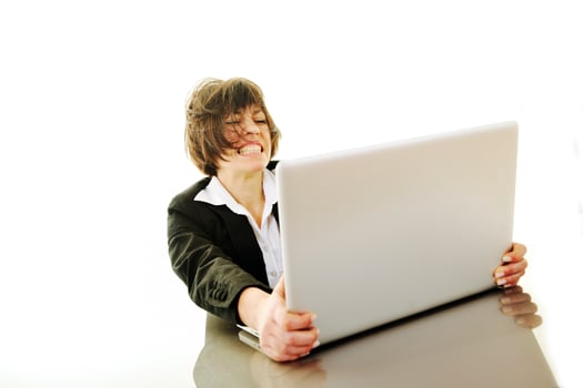 business woman working on laptop photo