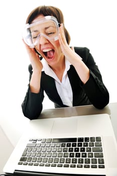 business woman working on laptop photo