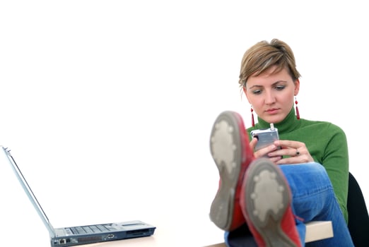 casual girl relaxing at the office photo