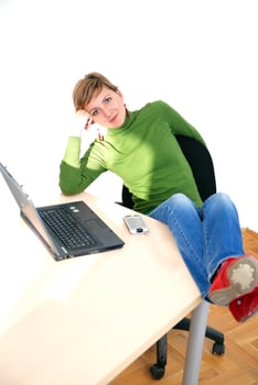 casual girl relaxing at the office photo