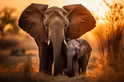 A tender moment captured as an elephant family embraces symbolizing the unbreakable bond shared on African safaris photo