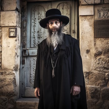 a rabbi in jerusalem   generative AI photo