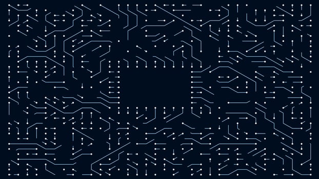 Data processing in circuit board abstract server. Technology Background CPU Circuit concept.  Data moves in the form of moving lines. 3D Visualization AI Processor Power. Blue Digitalization Process. photo