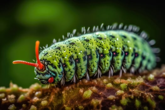 Nature's Palette - Close-Up of a Colorful Caterpillar - Generative AI photo