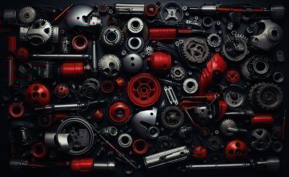 A machine tool and other machines sitting on a black background photo