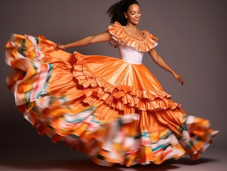 Mexican woman in playful pose on solid background AI Generative photo