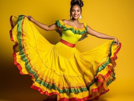 Mexican woman in playful pose on solid background AI Generative photo