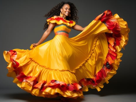 Mexican woman in playful pose on solid background AI Generative photo