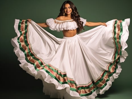 Mexican woman in playful pose on solid background AI Generative photo