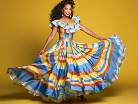 Mexican woman in playful pose on solid background AI Generative photo