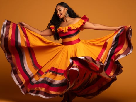 Mexican woman in playful pose on solid background AI Generative photo