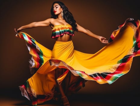 Mexican woman in playful pose on solid background AI Generative photo