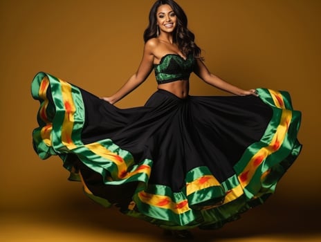 Mexican woman in playful pose on solid background AI Generative photo