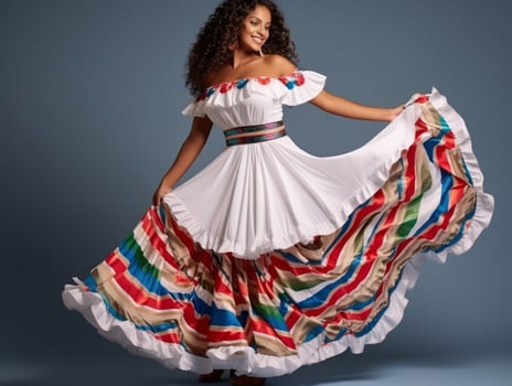Mexican woman in playful pose on solid background AI Generative photo