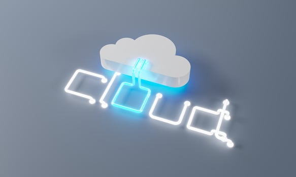 Cloud storage download Digital service or app with data transfer. 3d servers and datacenter connection network. abstract data cloud on blue Digital cloud computing technology background. 3d rendering photo