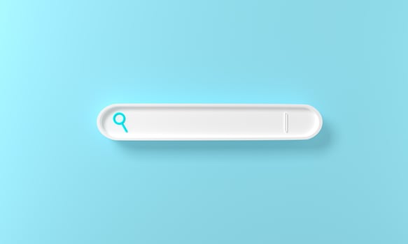 illustration of minimal blank search bar on blue background. web concept. 3d rendering. Search bar design element Bar for UI. 3D bar Browser button for website and UI design. photo