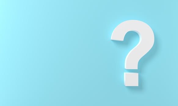 White Question Marks on blue pastel background. 3D Rendering. Minimal white question mark isolate. Realistic 3d query simple . icon cute sweet concept idea design photo