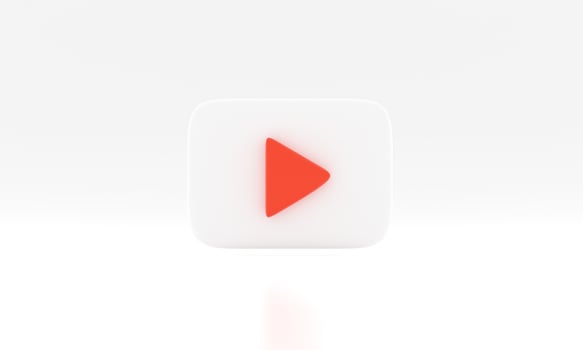 white colored round play button on pastel background. Concept of video icon logo for play clip, audio playback. 3d rendering illustration. Play interface symbol. social media and website posts photo